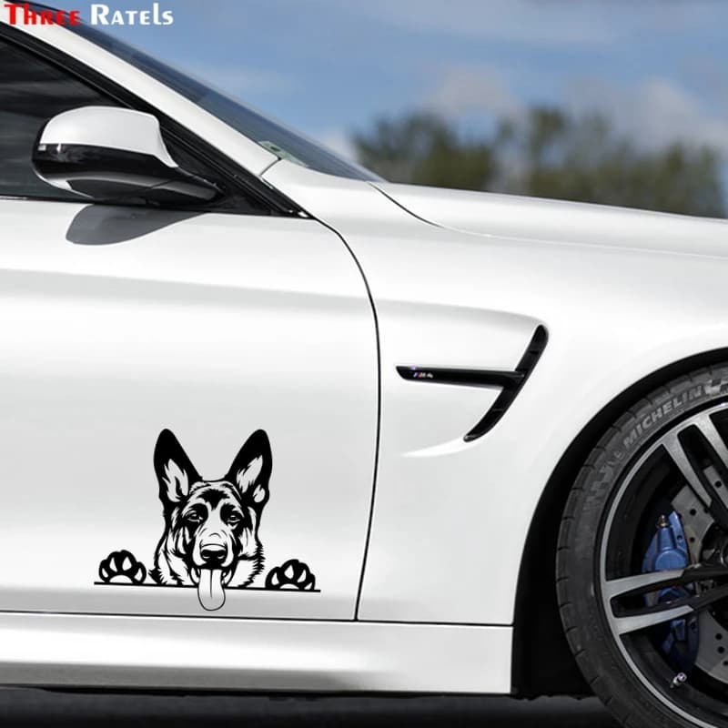 Three Ratels FTZ-2291 Modern Art Funny Animal Vinyl Car Sticker German Shepherd Dog Decal