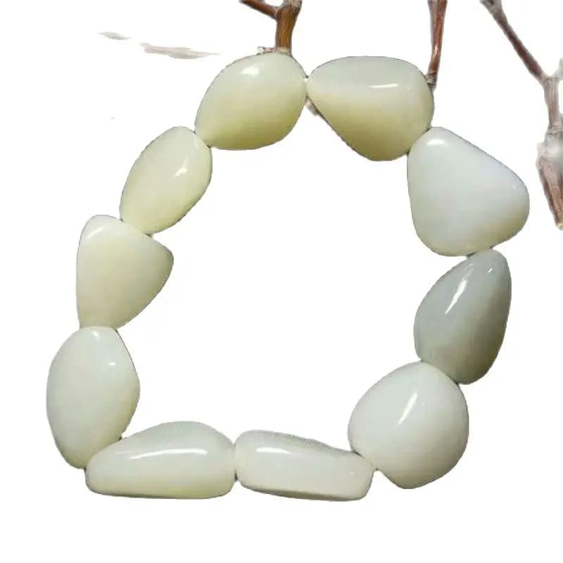 Natural Seeds  Hetian Jade Carved ,White Beads, Jade Hand String