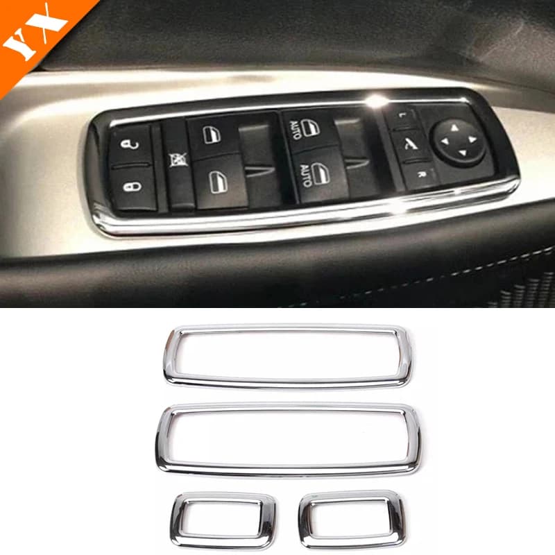 4pcs for dodge journey fiat freemont 2013-2016 ABS Chrome Car Armrest Door Window Glass Lift Switch Button Frame Cover Trim