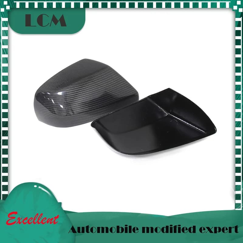 Add On Or Replacement Style Or OX Style Carbon Fiber Mirror Cover For Cadillac 2014-18 ATS ATSL 2020-22 CT4 Gloss Black