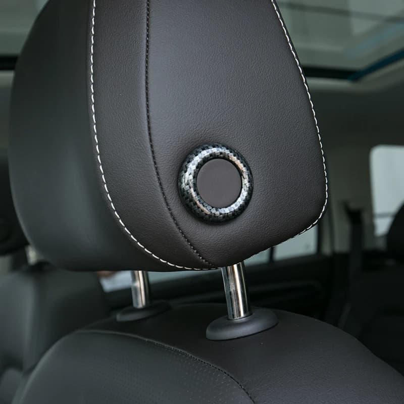 Fit For Skoda Kodiaq accessories 2017 2018  ABS Carbon fibre Car Seat Neck Pillow Button Cover Trim car styling 2pcs