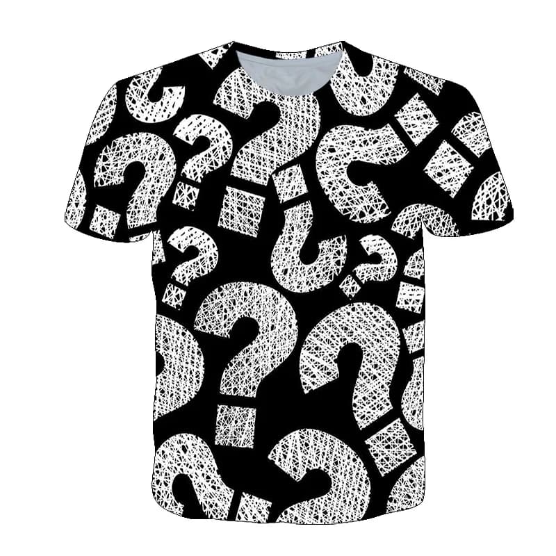 3D Interesting Question Mark Graphic t shirts Summer Fashion Personality Men t-shirt New hip hop Harajuku Short Sleeve t-shirts