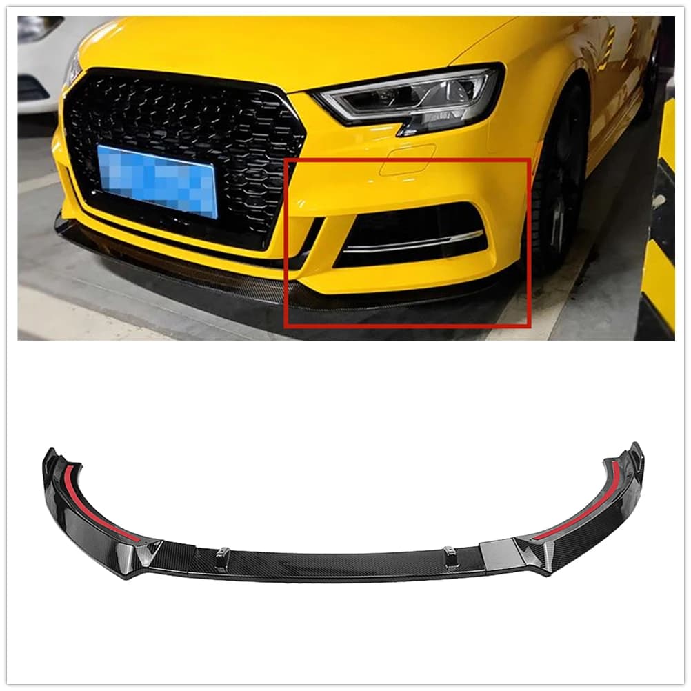 Front Bumper Spoiler Lip For Audi A3 S-Line S3 8V 2016-2020 Sport Carbon Fiber Look/Gloss Black Lower Splitter Blade