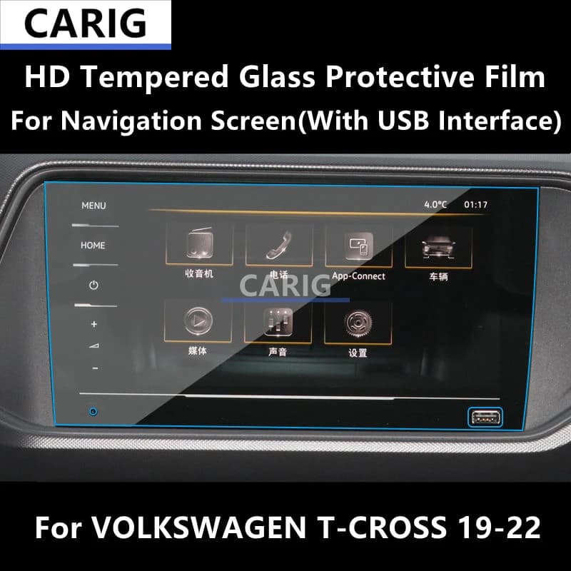 For VOLKSWAGEN T-CROSS 19-22 Dashboard,Navigation Screen HD Tempered Glass Protective Film Anti-scratch Repair Film Accessorie