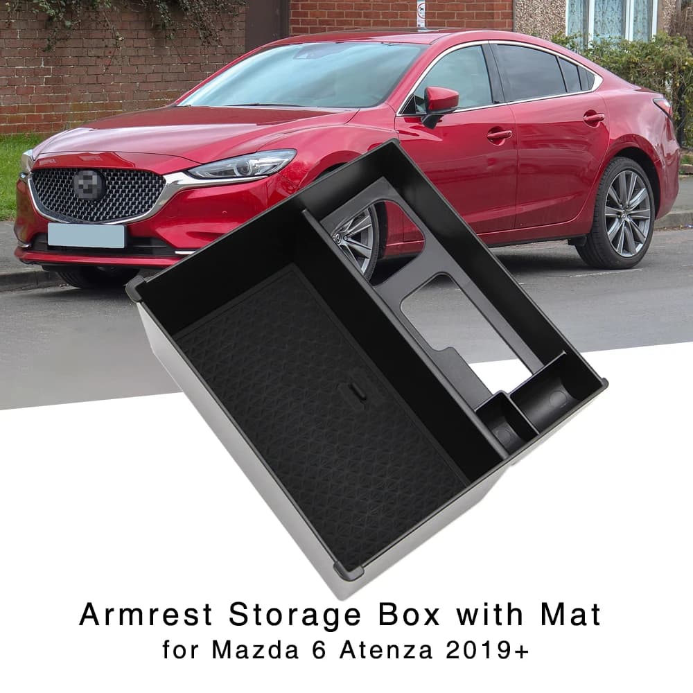 Center Console Armrest Storage Box for Mazda 6 Atenza 2018 2019 2020 Interior Organizer Holder Tray with Mat