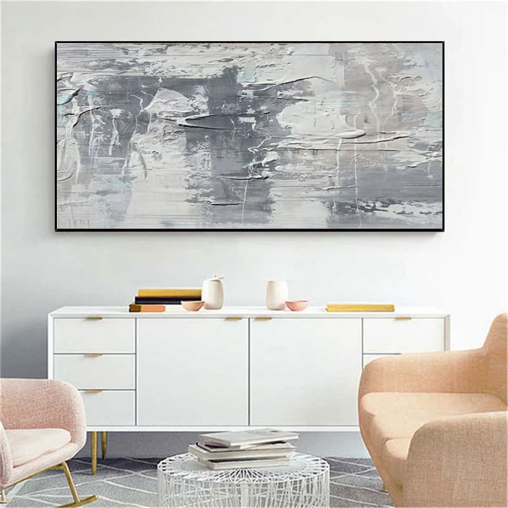 Handpainted Abstract Oil Paintings on Canvas NEW YORK Home Decor White Gray city Pictures Large Wall Painting Art for Living Roo