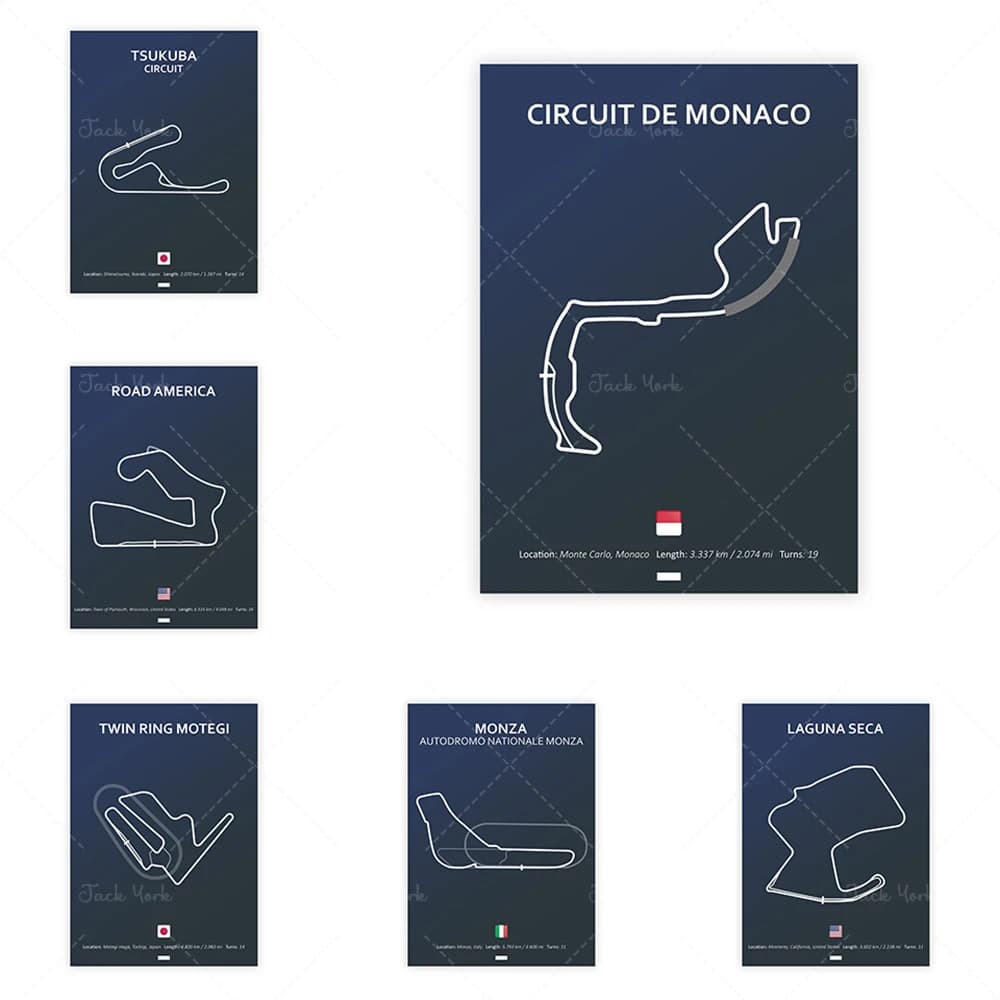 Nurburgring Circuit, Circuit De Monaco Circuit Poster Printed Print Canvas Home Decoration