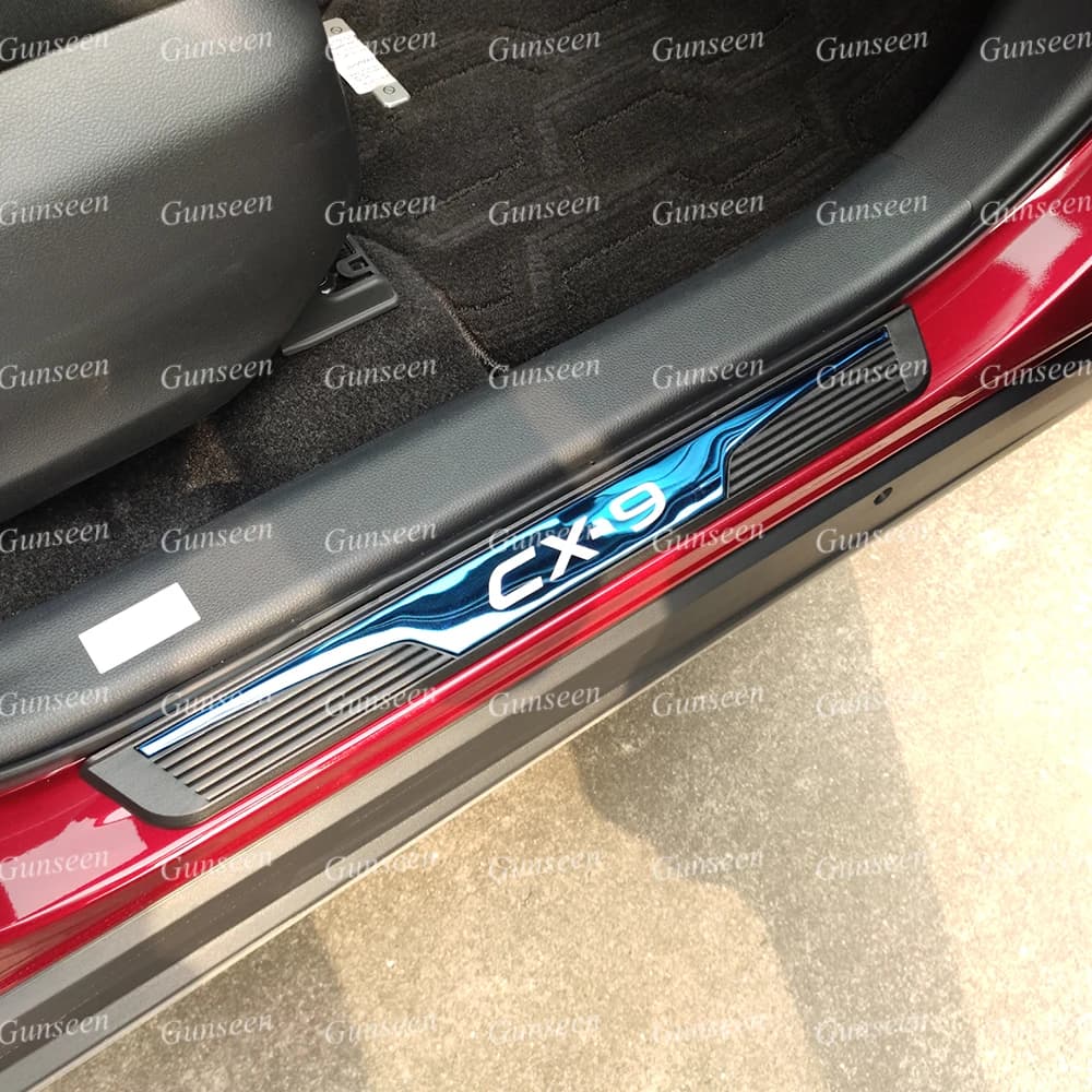 For CX9 2020 Auto Accessories Door Sill Scuff Plate Pedal Trim Stainless Steel Car Sticker Threshold Protector Cover Styling