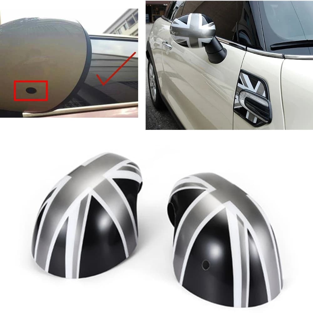 Mirror Cover For MINI Cooper F54 F55 F56 F57 F60 2014-2019 Union Jack W/ Lamp Hole Car Exterior Side Rear View Shell Cap Add On