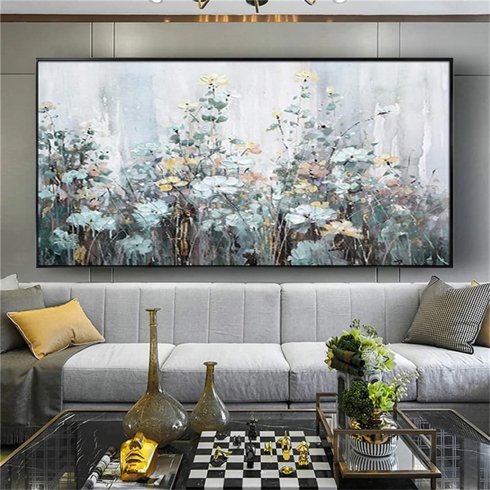Large Handmade Abstract Oil Painting On Canvas Picture Modern Scandinavian Flowers Wall Art Poster Bedroom Home Decor Artwork