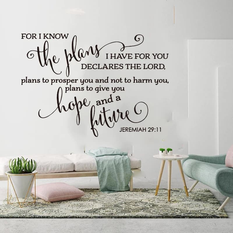 For I Know the Plans I Have for You Bible Verse Hope Wall Sticker Bedroom Living Room Christian Jesus God Wall Decal Vinyl Decor