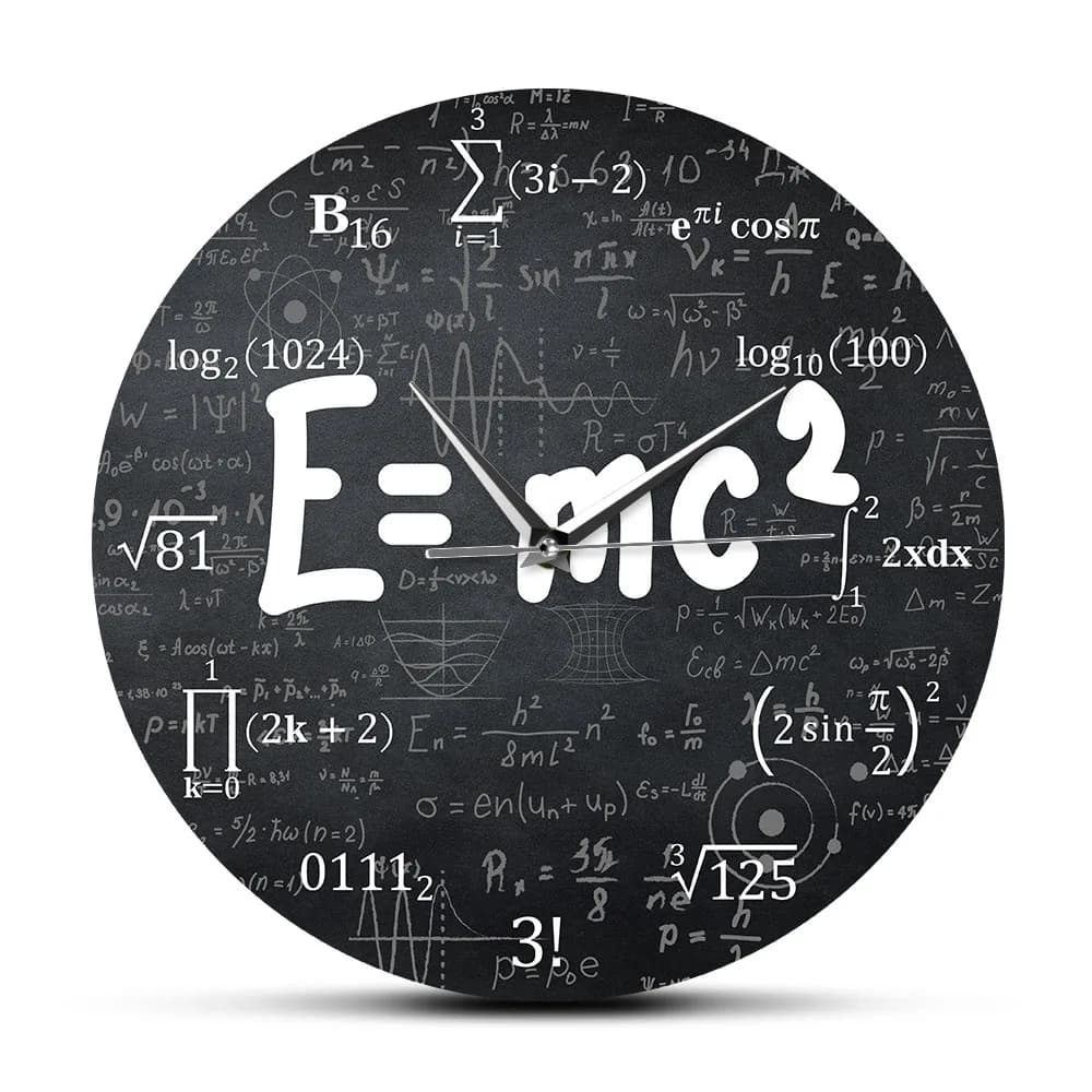 E=mc2 Math Formula Geek Wall Clock Theory of Relativity Silent Wall Watch Scientist Physics Teacher Gift School Classroom Decor