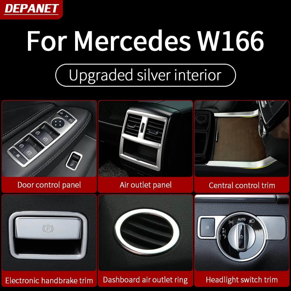 Silver Interior Trim for Mercedes GLE W166 350 450 500e GLS X166 450 500 550 GL X166 ML W166 Interior Decoration Accessories