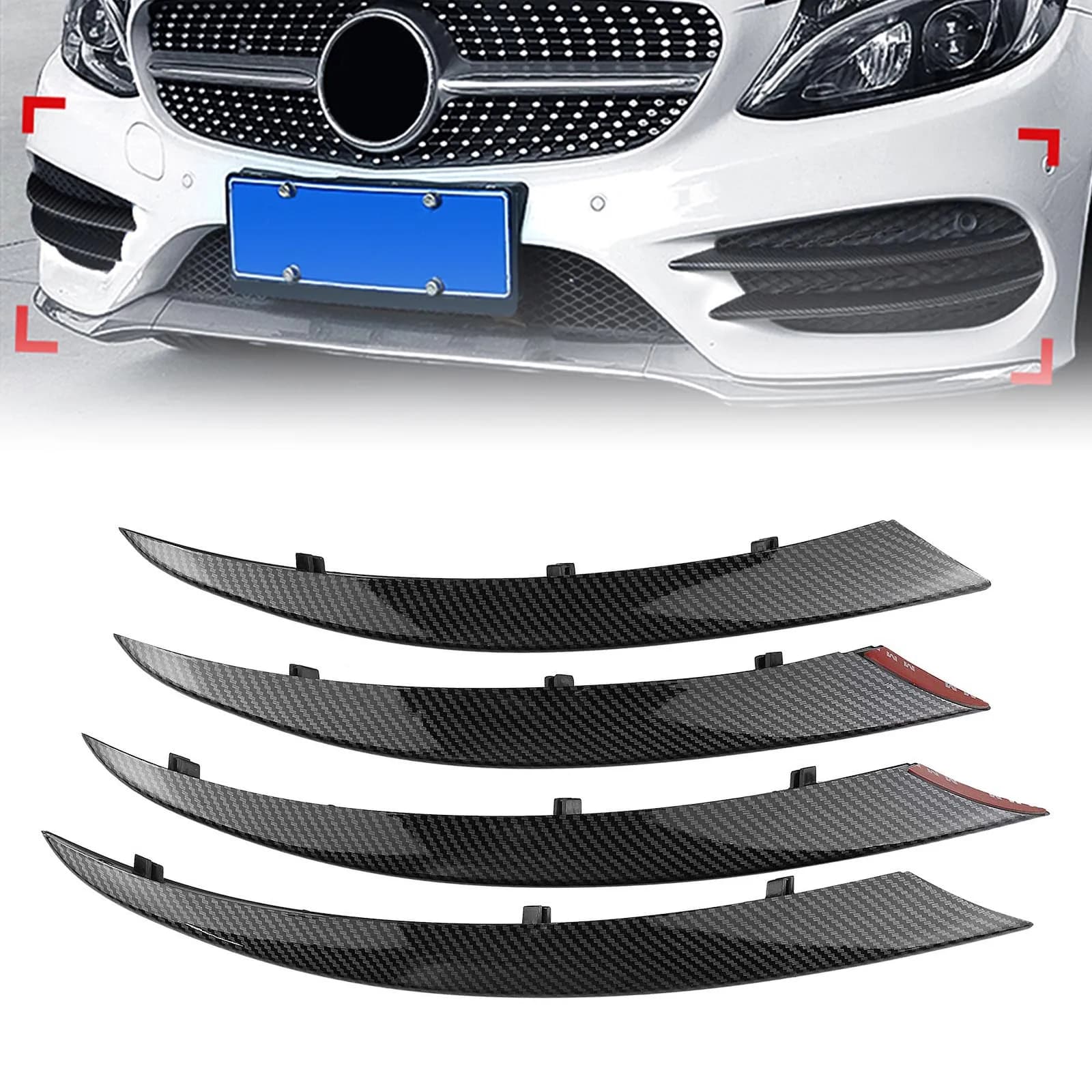 Front Bumper Air Vent Trim Fog Light Intake Cover Canard For Mercedes-Benz W205 C Class 2014-2018 C180 C200 C250 C260 C300 Sport