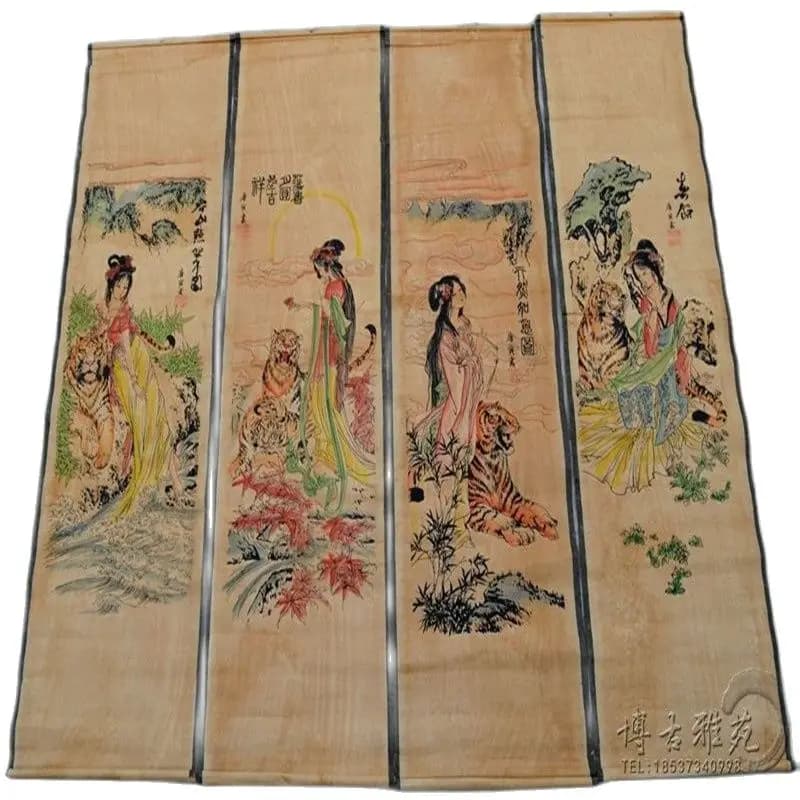 Chinese Calligraphy Paintings Scrolls, Chinese Painting, Vintage Classical, CHINESE Painting, LONG SCROLL, FOUR Screen