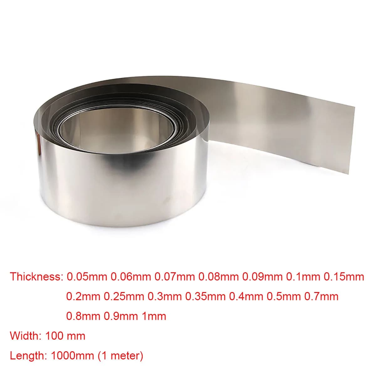 1pcs 100x1000mm 304 Stainless Steel Foil Strip Sheet Thin Plate Thickness 0.05/0.06/0.07/0.08/0.09/0.1/0.15/0.2/0.25/0.3 -1mm