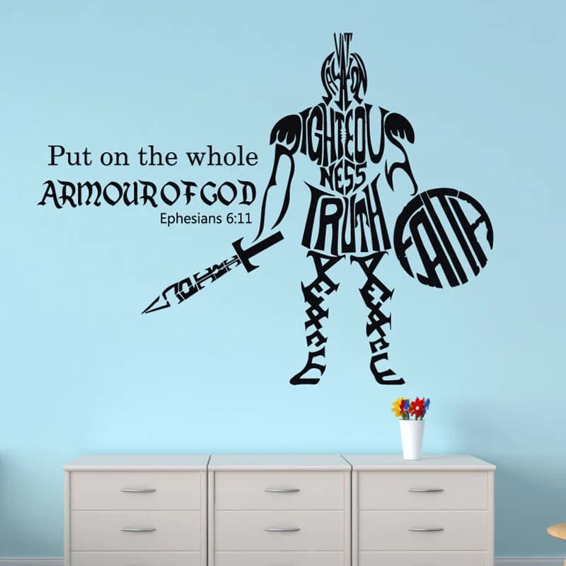 Christian Vinyl Sticker Put On The Whole Armor Of God Bible Verse Wall Decal Scripture For Boy's Bedroom Decoration E07