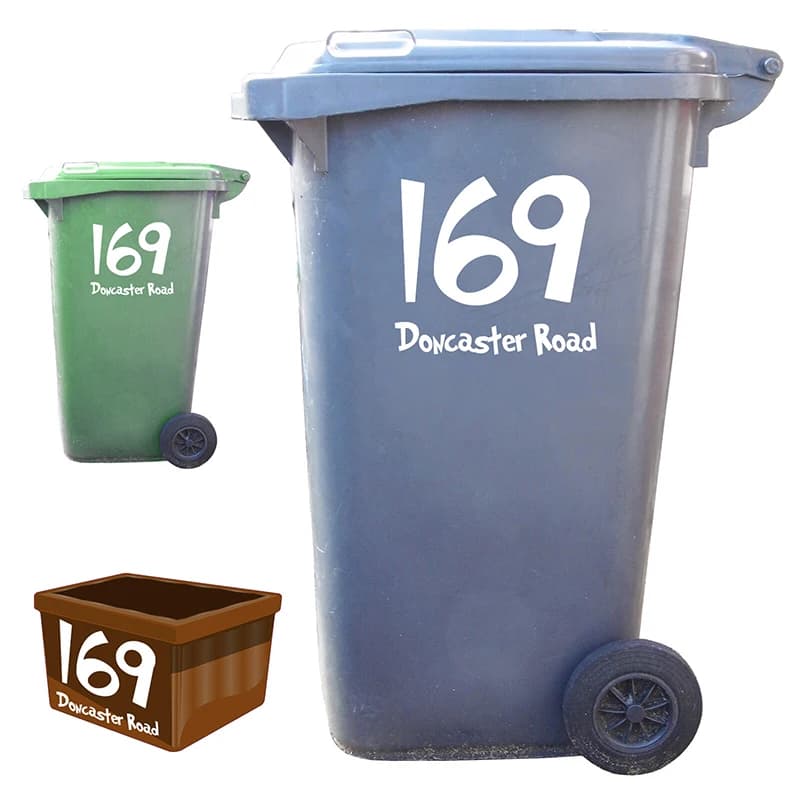 3Pcs Wheelie Bin Numbers Custom House number and street name Sticker Decal  Trash Can Rubbish Bin  Garbage wheelie bin Sticker