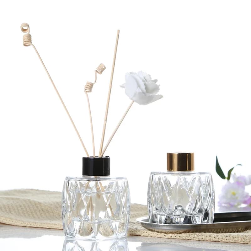 2PCS 100ML Aroma Glass Bottle Rattan Fragrance Diffuser No Fire Perfume Bottle Scent Volatilization Glass Container Home Decor