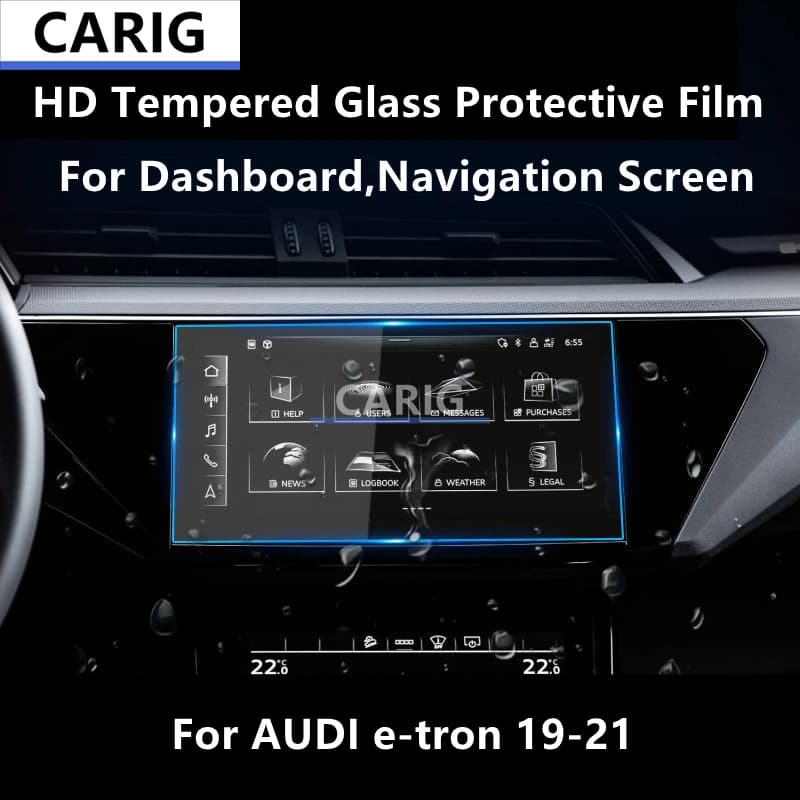 For AUDI e-tron 19-21 Dashboard,Navigation Screen HD Tempered Glass Protective Film Anti-scratch Repair Film Accessories Refit