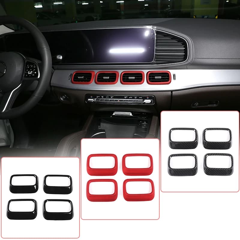 For Mercedes Benz GLE GLS Class W167 X167 2020 ABS Black/carbon fiber/Red Car Central Console Air Outlet Frame Trim Accessories