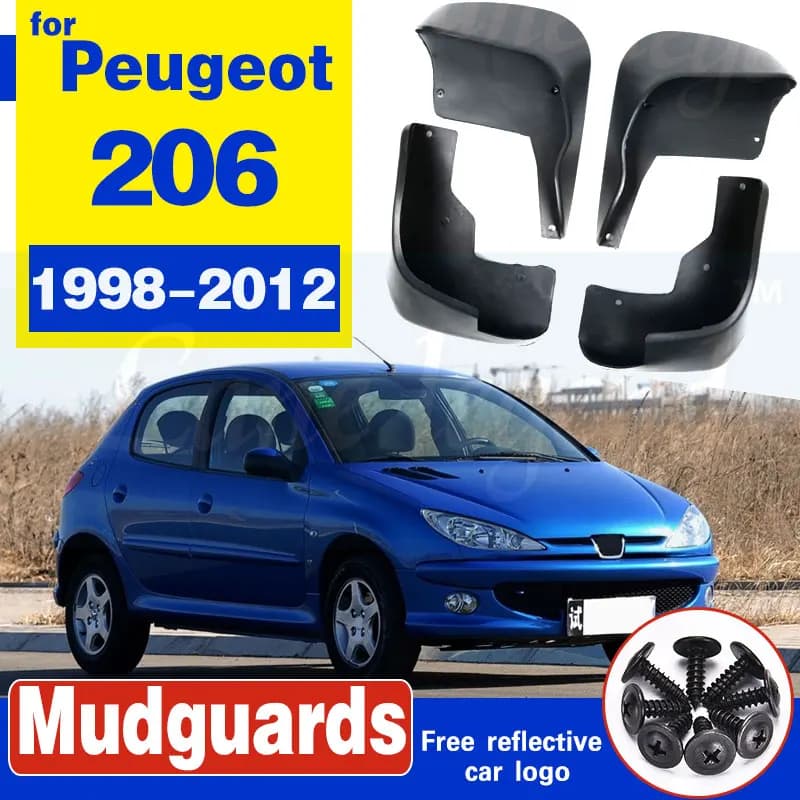 4Pcs Car Fender Flares Mud Flaps Front Rear Mudflaps Mud Splash Guards Mudguards for Peugeot 206 1998-2012