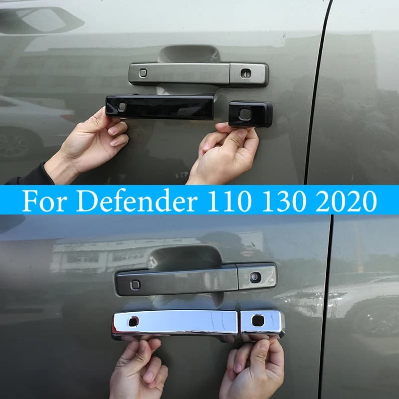 Car Exterior Door Handle Protection Cover Trim,ABS Chrome,For Land Rover Defender 110 130 2020 2021,Car Decoration Accessories