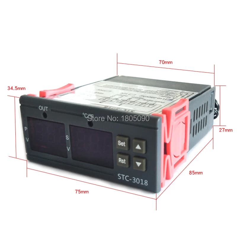STC-3018 DC12V DC24V AC110V-220V Dual Digital Temperature Controller Switch Celsius & Fahrenheit C/F Thermoregulator Thermostat
