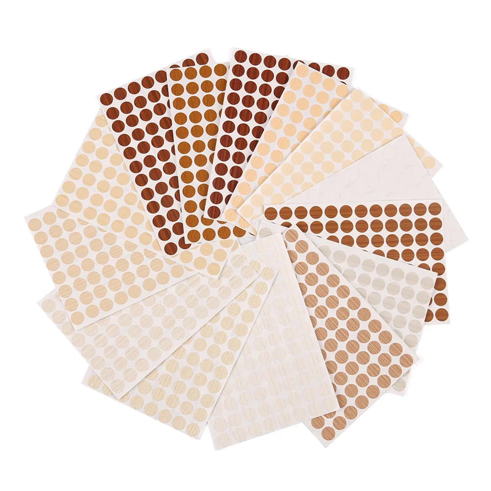 96 Pcs/Sheet 15mm Self-adhesive Screw Cover Caps Sticker Furniture Exterior Hole Ornament Wood Craft Desk Cabinet Decor Films