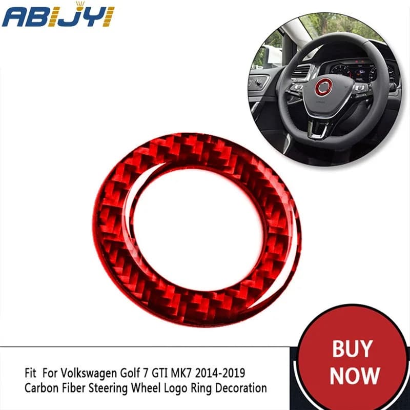 1Pc Car Interior Carbon Fiber Stickers Steering Wheel Circle Auto Accessories For VW Golf GTI MK7 2014 2015 2016 2017 2018 2019