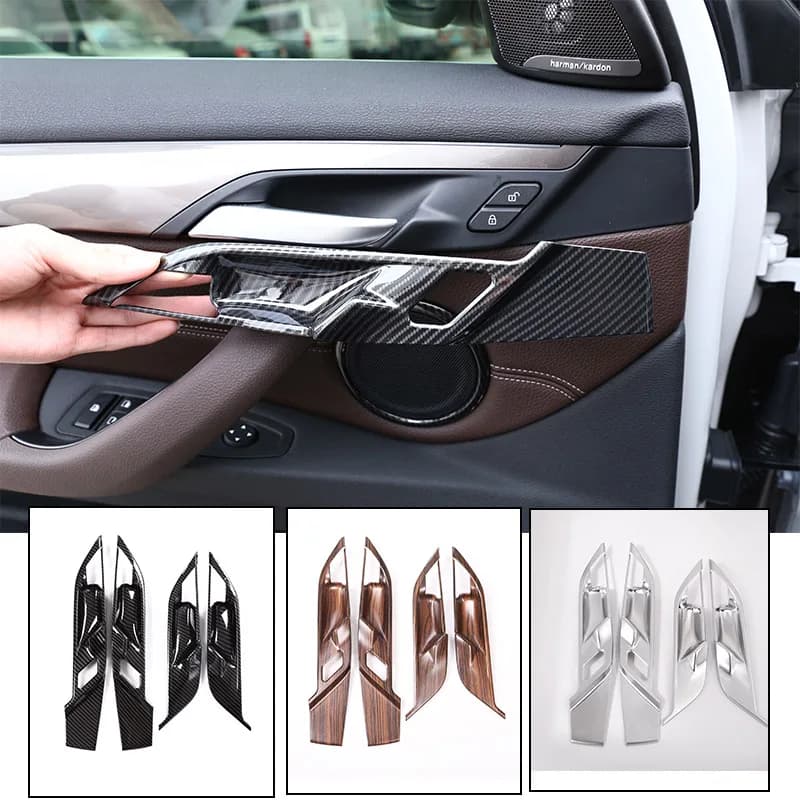 For BMW X2 F47 2018 2019 Carbon Fiber ABS Interior Door Bowl Cover Trim For BMW X1 F48 2016-2019 Car Accessories 4pcs