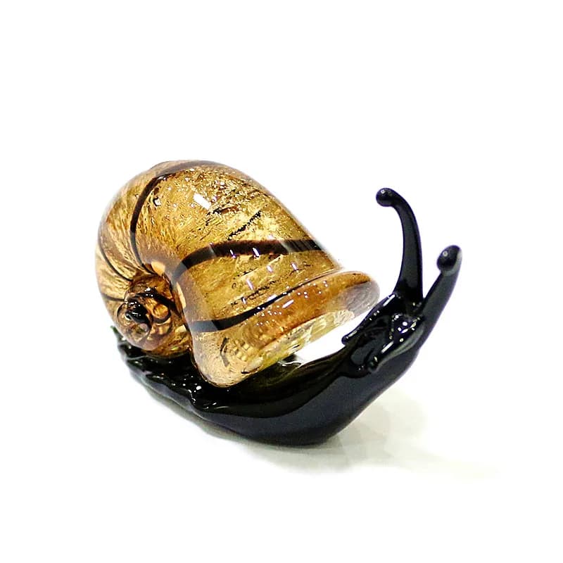 Silver Foil Murano Glass Snail Miniature Figurines Ornaments Cute Animal Collection Home Decor Statuette Creative New Year Gift