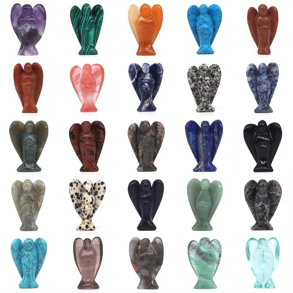 Angel Figurine Stone Carved Crafts Natural Gemstone Decor Crystal Healing Reiki Quartz Room Decoration Birthday Gifts1.5"