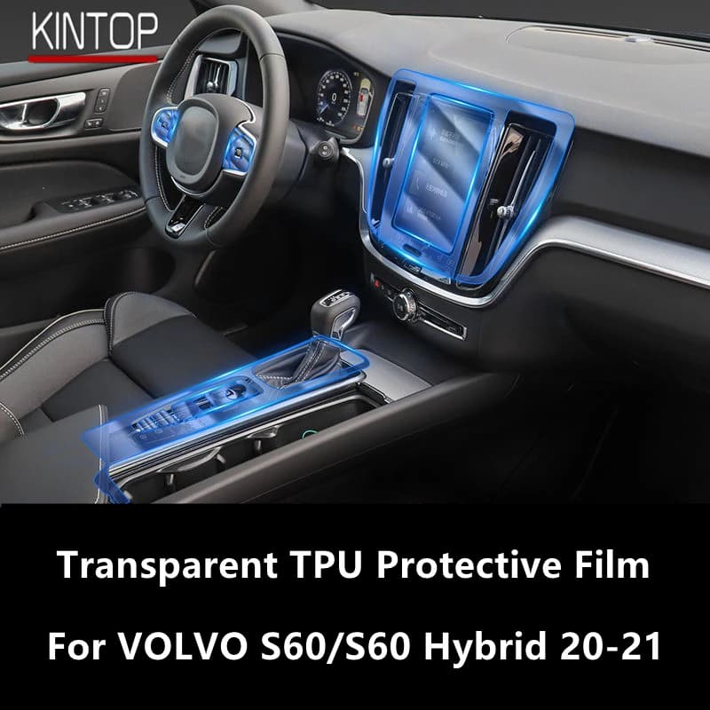 For VOLVO S60/S60 Hybrid 20-21 Car Interior Center Console Transparent TPU Protective Film Anti-scratch Repair Film Accessories