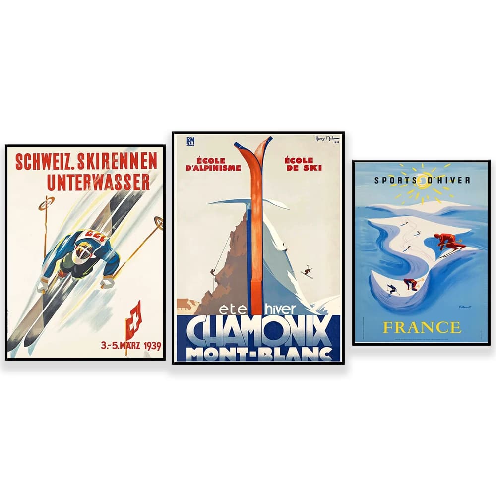 Summer and Winter Sport - Chamonix, Mont Blanc, France Vintage Travel Poster