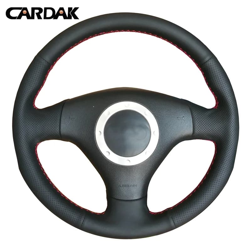 CARDAK Black Artificial Leather Steering Wheel Cover for Audi A3 8L Sportback A4 B6 Avant A6 C5 A8 D2 TT 8N S3 S4 RS 4 RS 6 A2