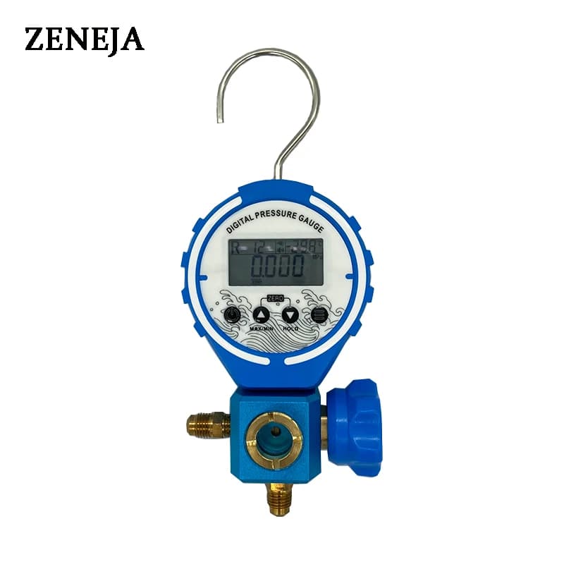 Digital Pressure Gauge Manifold Refrigeration Tester Vacuum Meter HVAC  Freon Filling Instrument ChargingHoses for 410a 134a