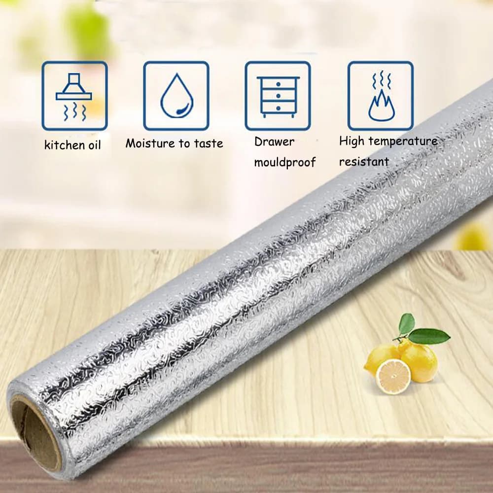 Kitchen Wall Sticker, Aluminum Foil, Waterproof, Removable, Self Adhesive, Oil Proof Wallpaper, Wide 40 cm, 60cm