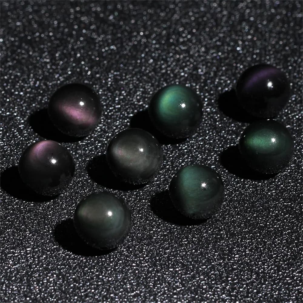20pcs Natural Rainbow Obsidian Balls Sphere With Hole Cat's Eye Beads 18mm For Jewelry Making DIY Bracelet Necklace Accessories