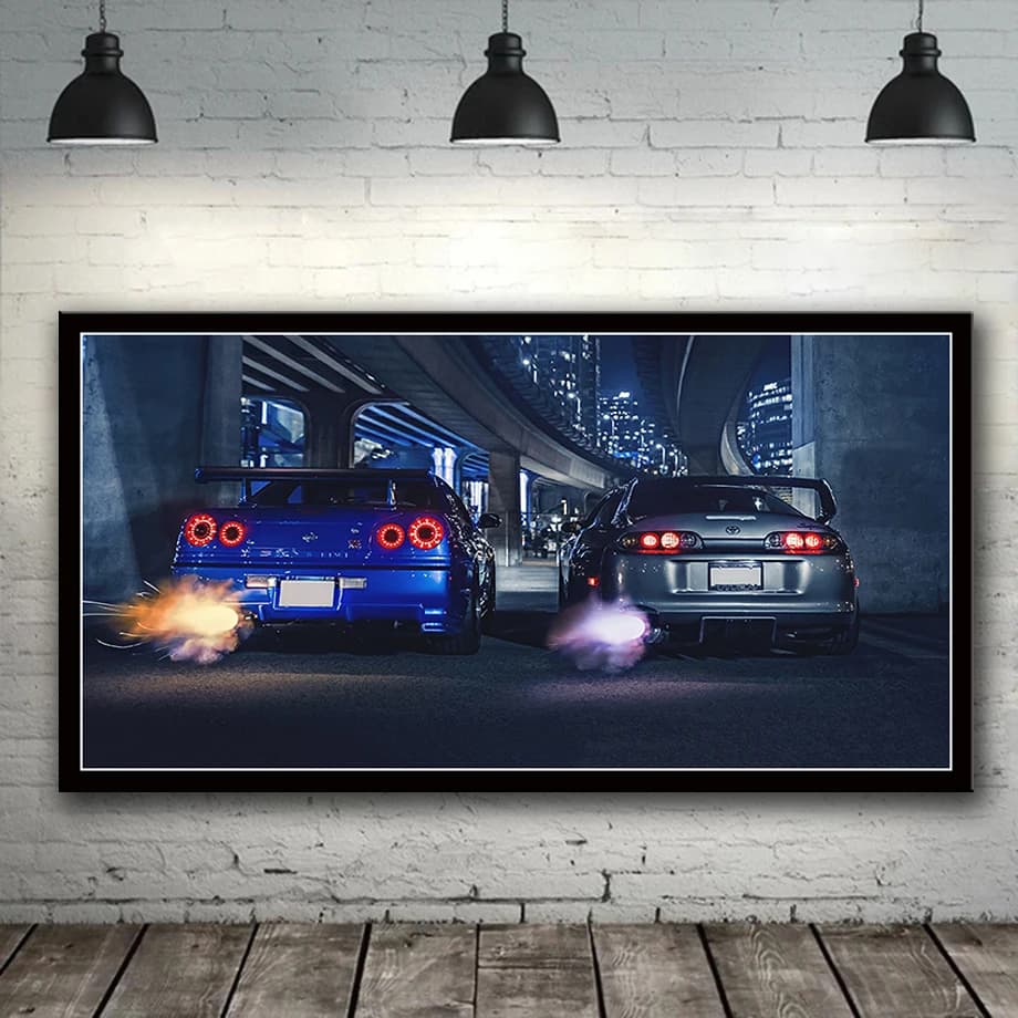 wall art frame GTR R34 VS Supra vehicle modern canvas painting HD print for living room home decor poster