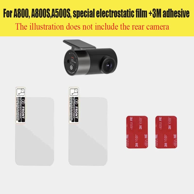For 70mai A500S A800 A800S 4K Dash Cam Rear camera special electrostatic film +3M adhesive 2PCS + auxiliary tools