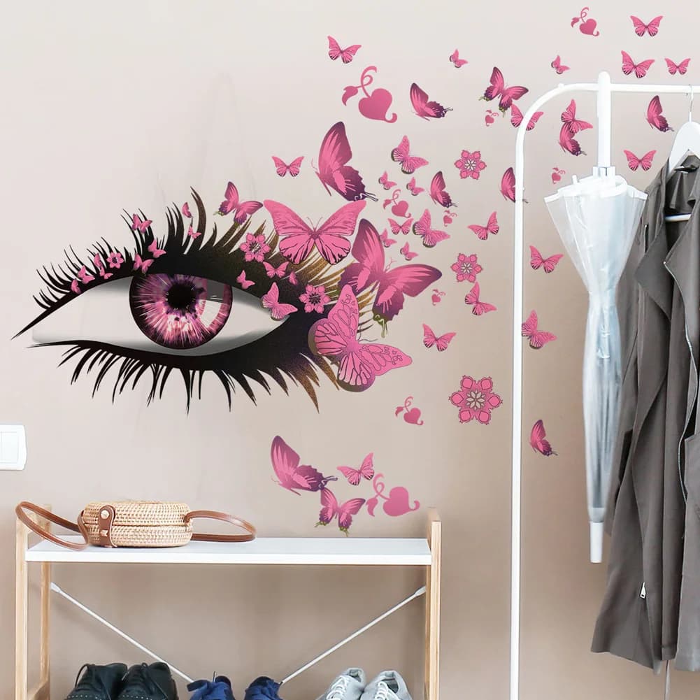 Beautiful Eye Butterfly Wall Sticker For Girls Room Decoration Self-adhesive Wallpaper Living Room Bedroom Beautify Decor Decals