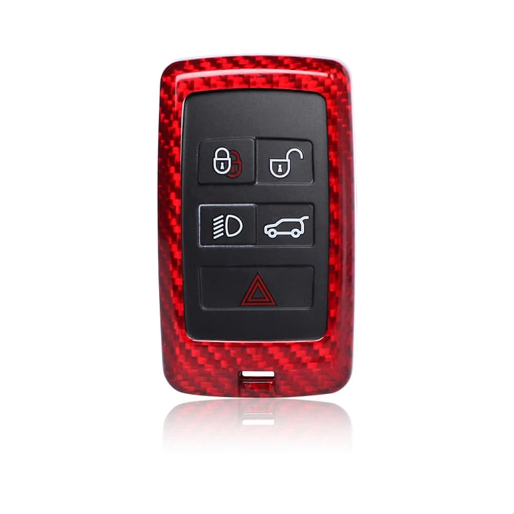 For Land Rover Discovery 2018 Jaguar Auto Remote Smart Key Shell Fob Cover Case Black/Red Real Carbon Fiber Cap