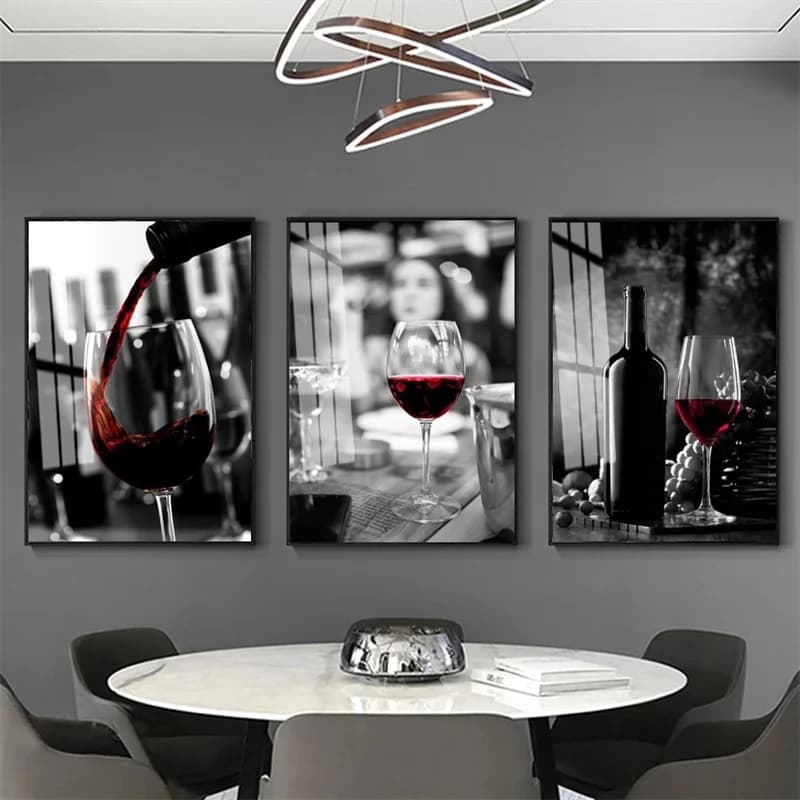 Pouring Red Wine Into The Glass Canvas Poster Whisky Canvas Print Black Red Wall Painting Artwork Picture Bar Restaurant Decor
