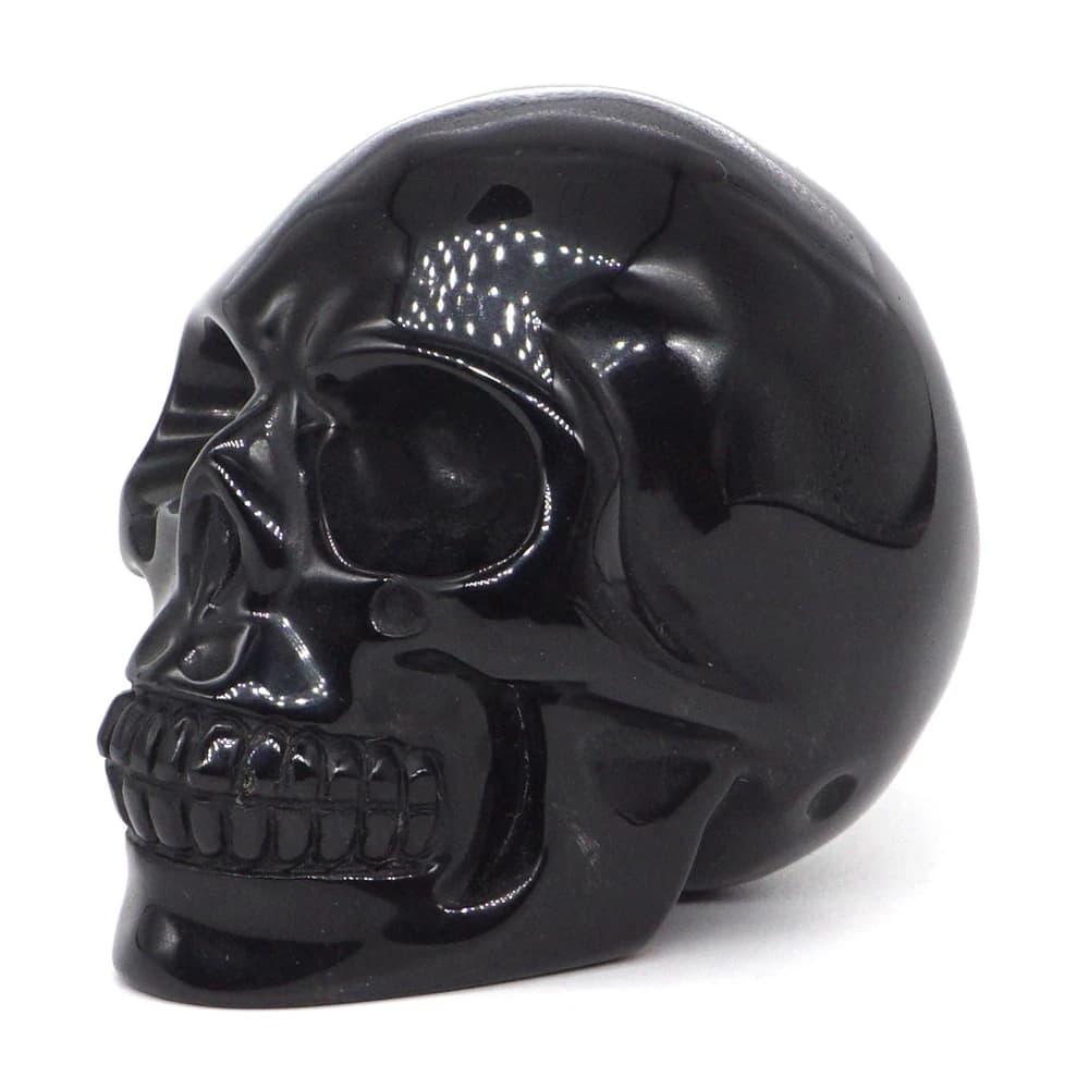 3" Skull Statue Natural Gems Black Obsidian Crystal Carved Reiki Healing Stone Figurine Crafts Home Decoration Halloween Gift