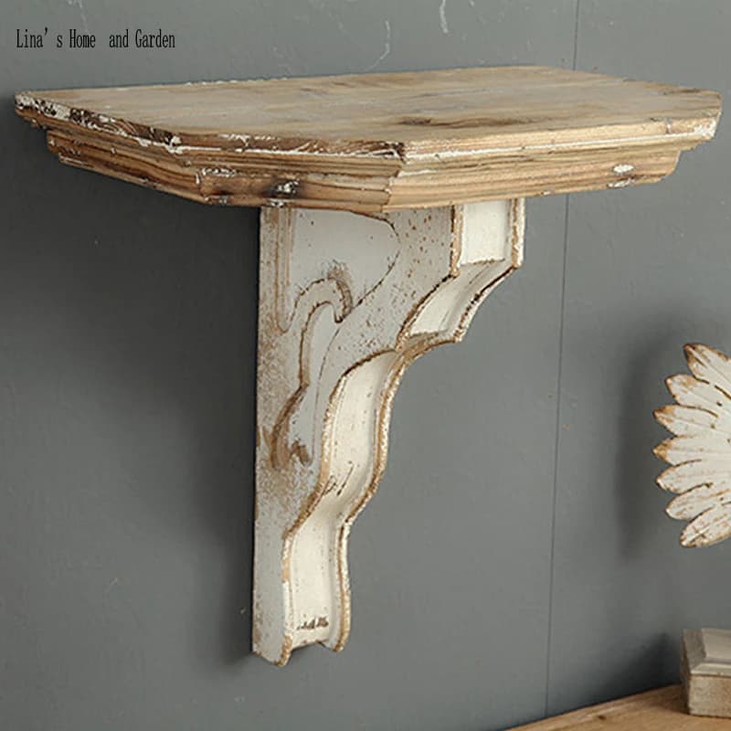 Carving Decorative Handmade Floating Shabby Chic Wall Shelf
