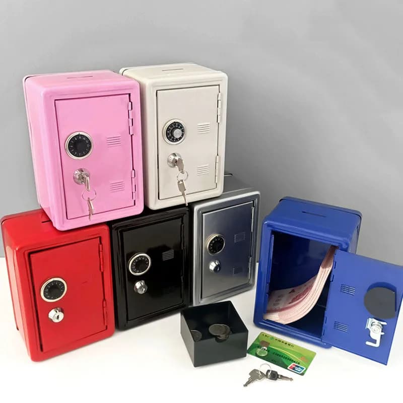 Safe Money Box Modern Pink Mental Box For Girls Gifts Safe Piggy Bank For Home Decor Key Security Alcancias Tirelire Cofre