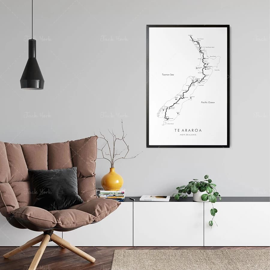 Te Araroa Poster | Te Araroa Track Map | New Zealand Trekking | Relive your Adventures | Hiking Wall Art | Trail Map Art