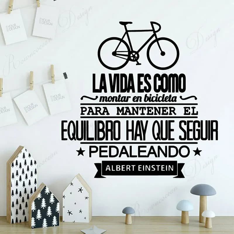 Life Is Like Riding A Bicycle Spanish Quote Wall Sticker Vinyl Art Home Decor Living Room Bedroom Decals Removable Mural 4185