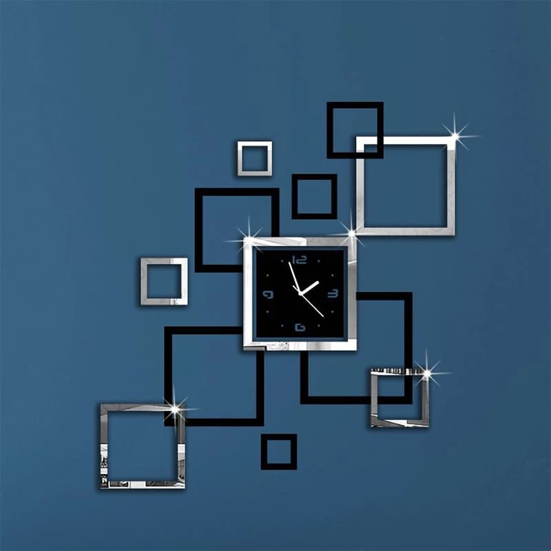 New Hot Acrylic Wall Clocks 3D Sticker Europe Fashion Modern Quartz Watch Design Silver & Black Clocks Art Free Shipping